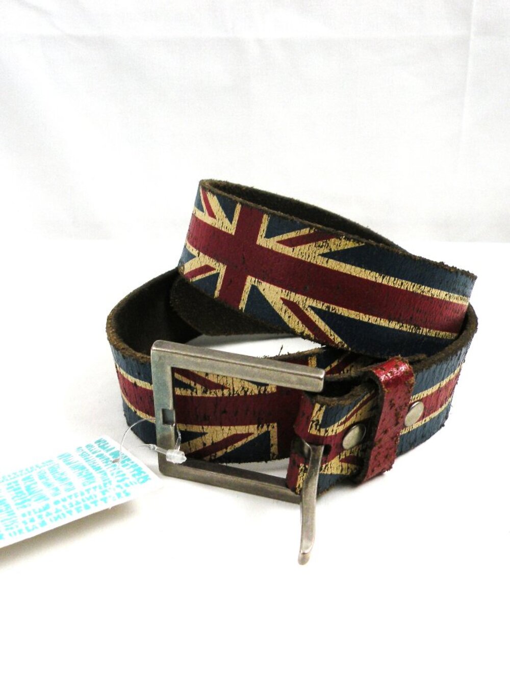 NWT Urban Outfitters Leather British flag / Union Jack design belt 34